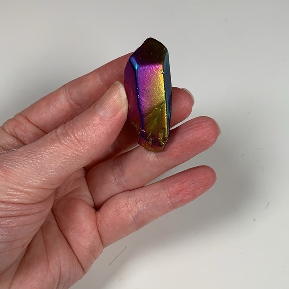 Electroplated Quartz Point – Stunning Crystal with Iridescent Metallic Coating - Picture 5 of 5